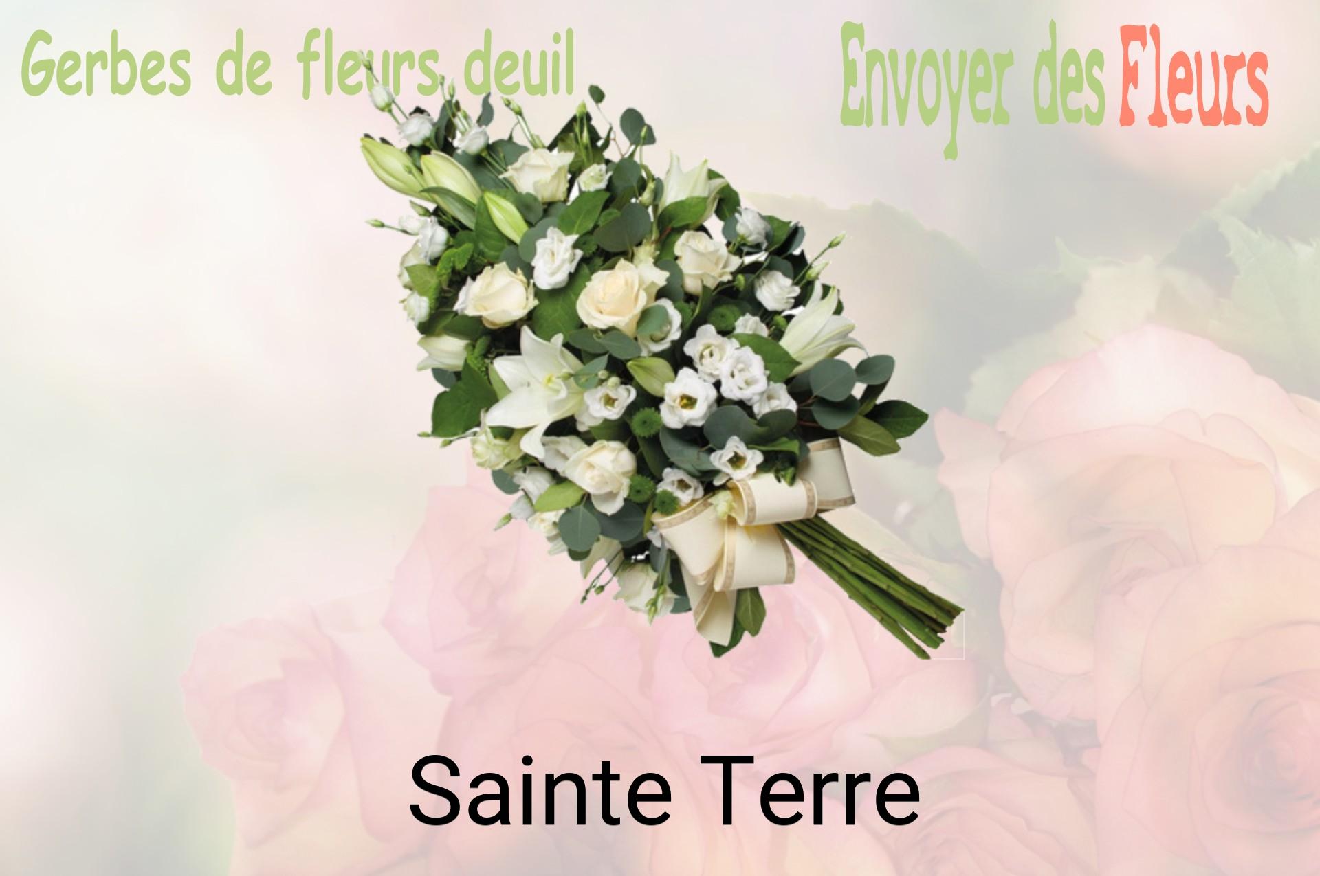 Gerbe de fleurs de deuil livrée à Sainte-Terre